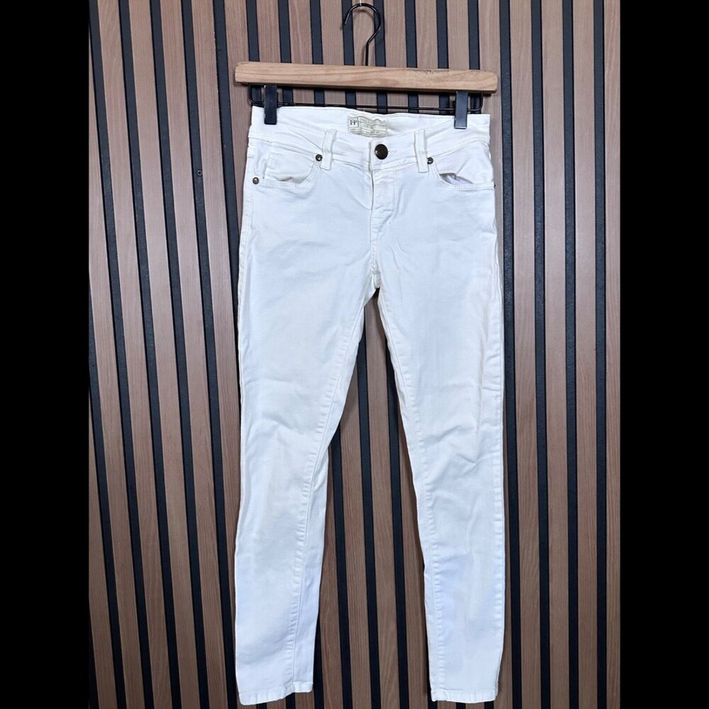 Free People Pants 25 Womens White Skinny Cotton Stretch Low Rise